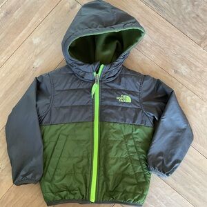 The North Face Quilted Reversible Olive and Charcoal Hooded Jacket